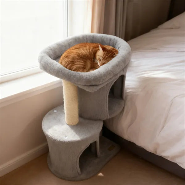 26 Inch Compact Cat Tree with 2 Condos and Sisal Scratching Posts - Size Reference