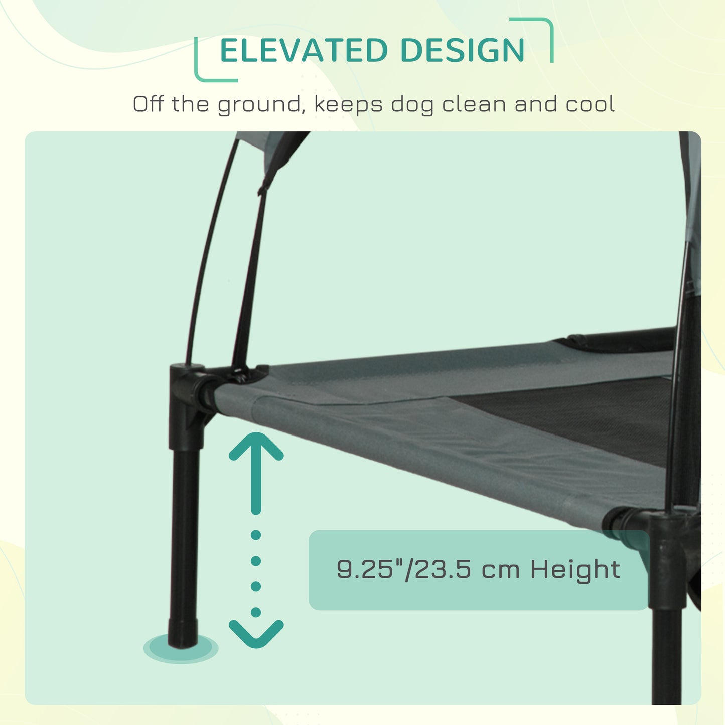 Elevated Dog Bed 48 x 36 Inch with UV Protection Canopy Shade - Image 8 of 9
