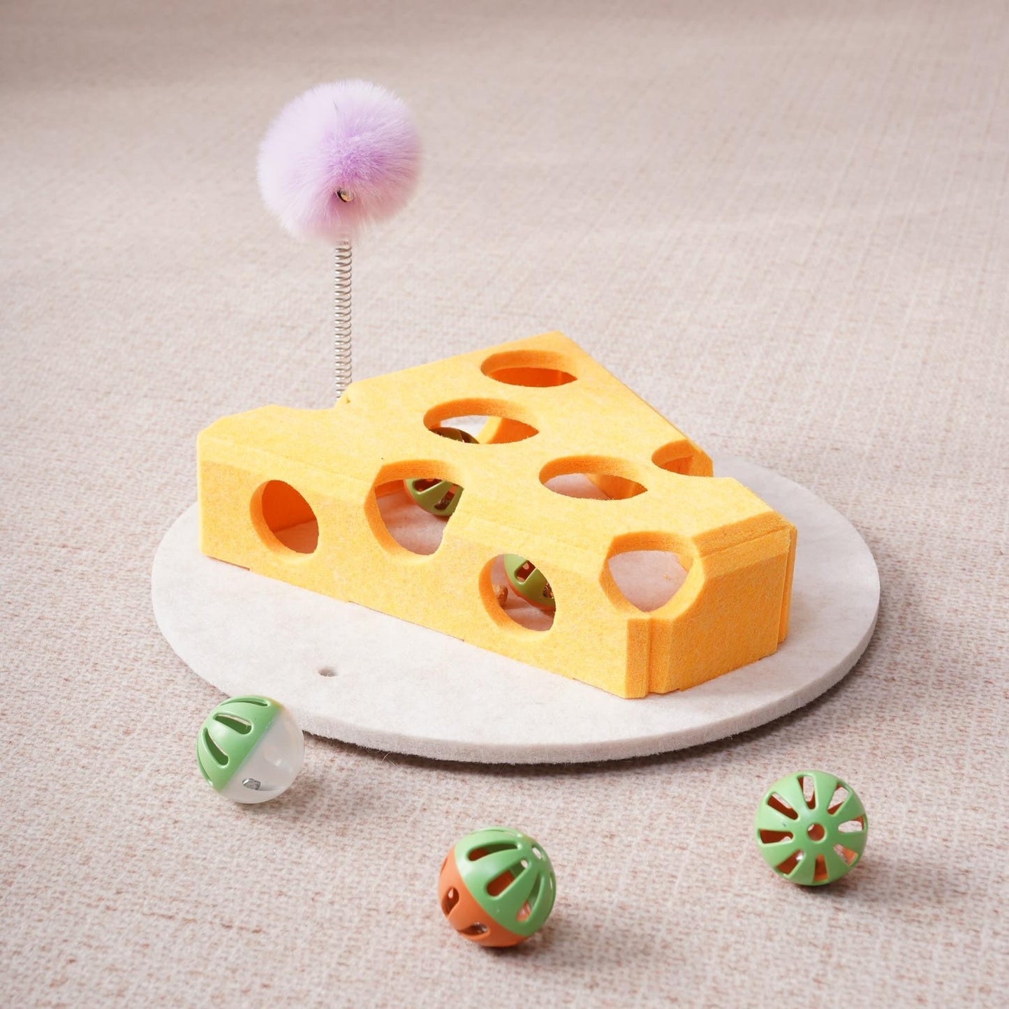 Cat Puzzle Toy Box with Ball and Spring Wand, Suction Cup Base - Image 12 of 12