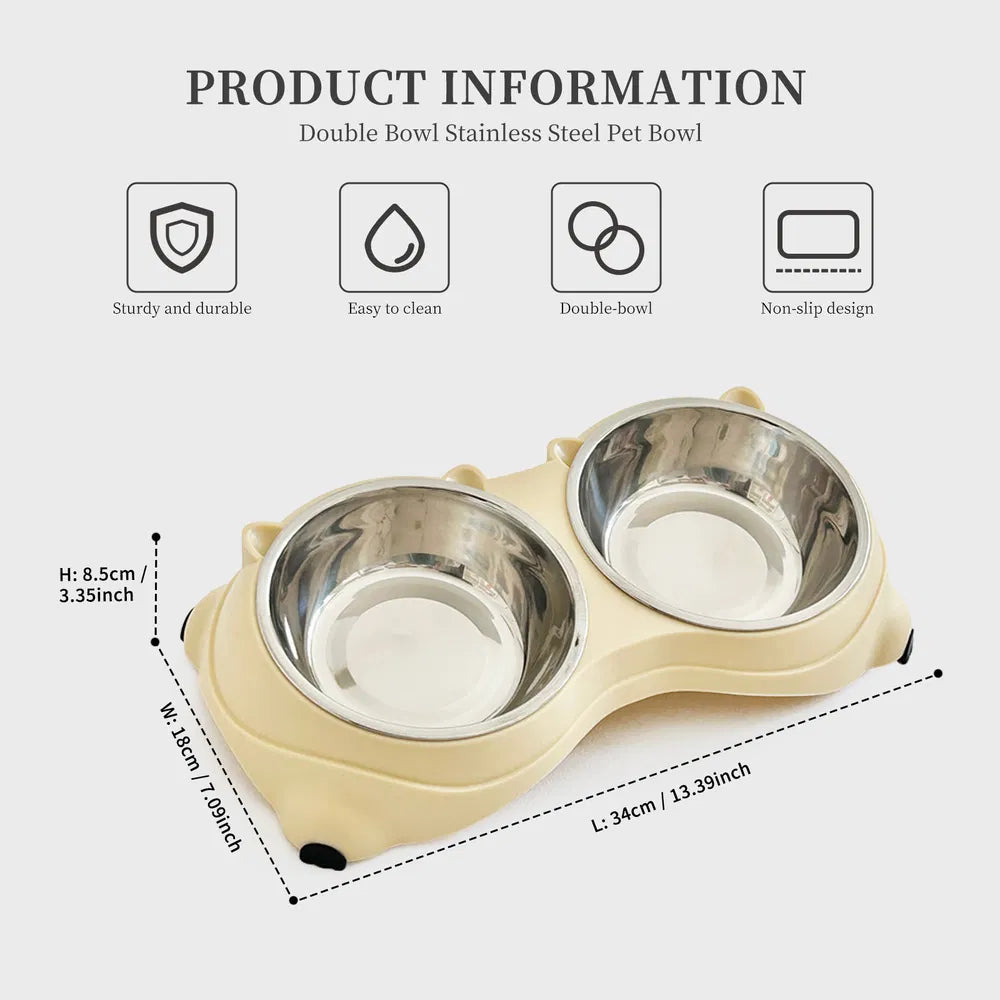 Dual Stainless Steel Pet Bowls 600ml, Non Slip, Dishwasher Safe, Macaron Pink - Image 9 of 9