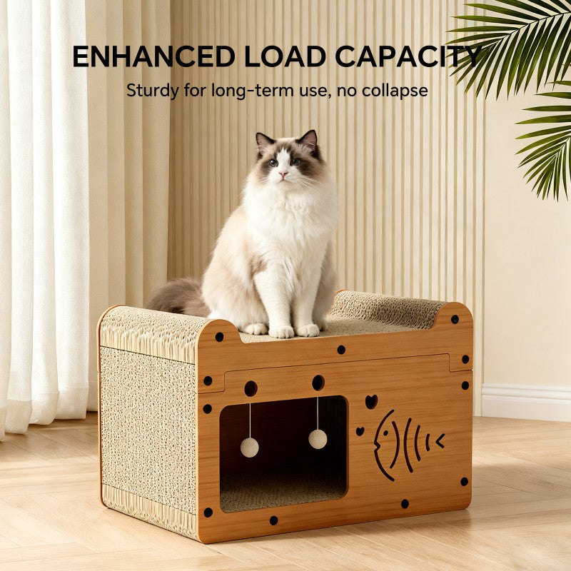 Cat scratcher sofa with corrugated cardboard scratching surface