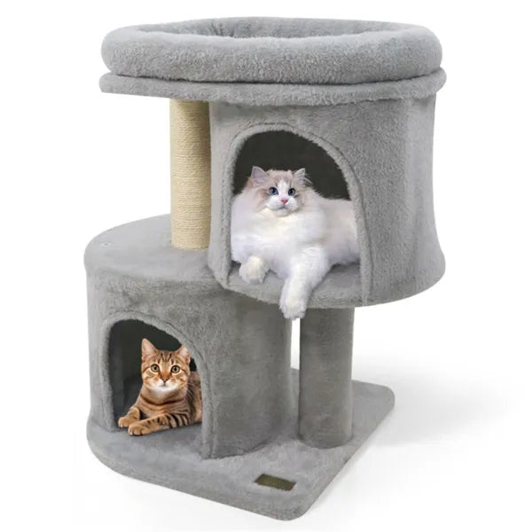 26 Inch Compact Cat Tree with 2 Condos and Sisal Scratching Posts - Main Product Image