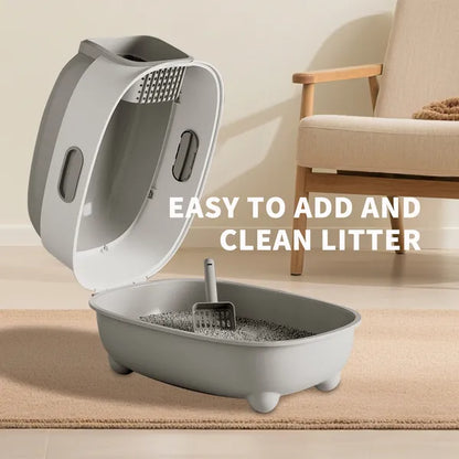 High Capacity Enclosed Cat Litter Box, Odor Lock, Scratch Resistant - Size Reference