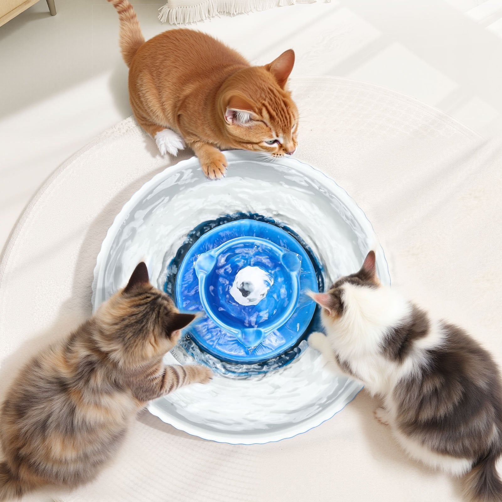 Ceramic Cat Water Fountain 2.1L Cupcake Design for Cats and Dogs - Image 6 of 6