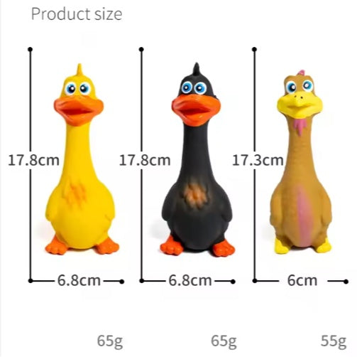 Cute Duck Squeaky Dog Toy, Latex Interactive Chew Toy - Detailed View