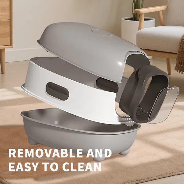 High Capacity Enclosed Cat Litter Box, Odor Lock, Scratch Resistant - Detailed View