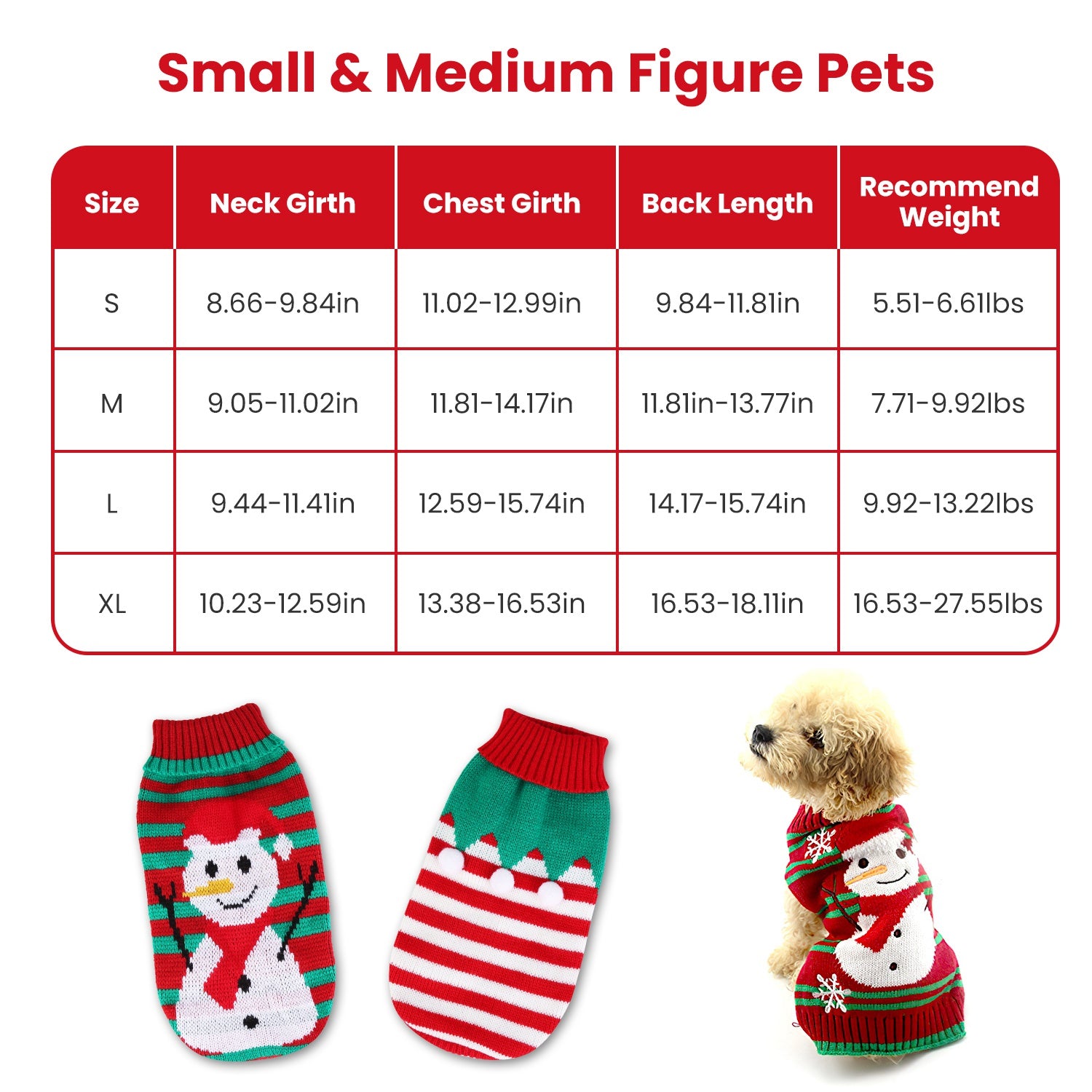 Pet Christmas Turtleneck Sweater with Snowman Stripes for Dogs and Cats - Side Angle