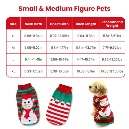 Pet Christmas Turtleneck Sweater with Snowman Stripes for Dogs and Cats - Side Angle
