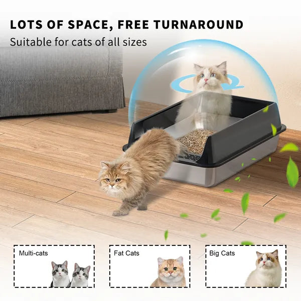 Stainless Steel Cat Litter Box, Non Stick, Scratch Resistant, Easy to Clean - Features and Details