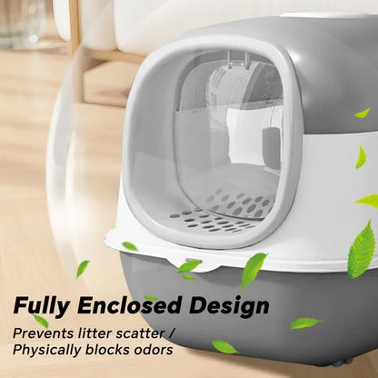 Cat Litter Box with Lid, Enclosed Design for Odor Control - Size Reference