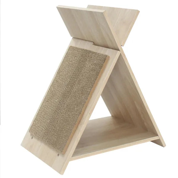 Multi Functional Cat Scratcher with Tunnel and Wooden Lounge - Size Reference