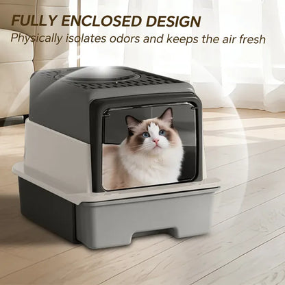 Cat Litter Box with Pull Out Drawer, No Scoop Needed, Modern Design - Main Product Image