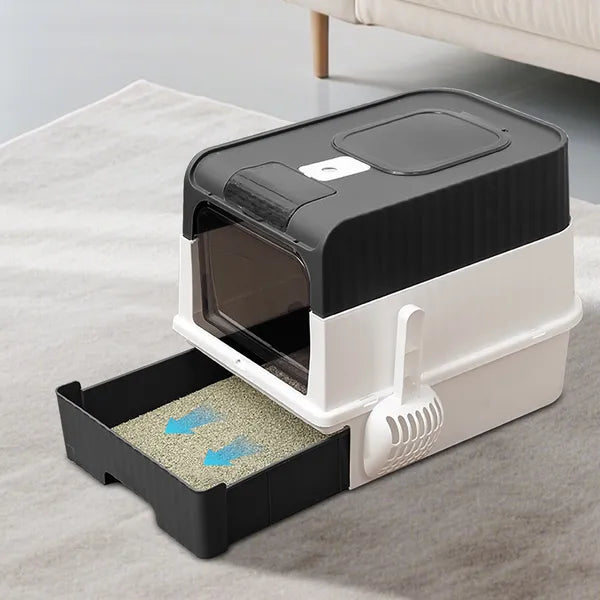 Magic Cube Cat Litter Box, Enclosed with Pull Out Drawer, for Large Cats - Features and Details
