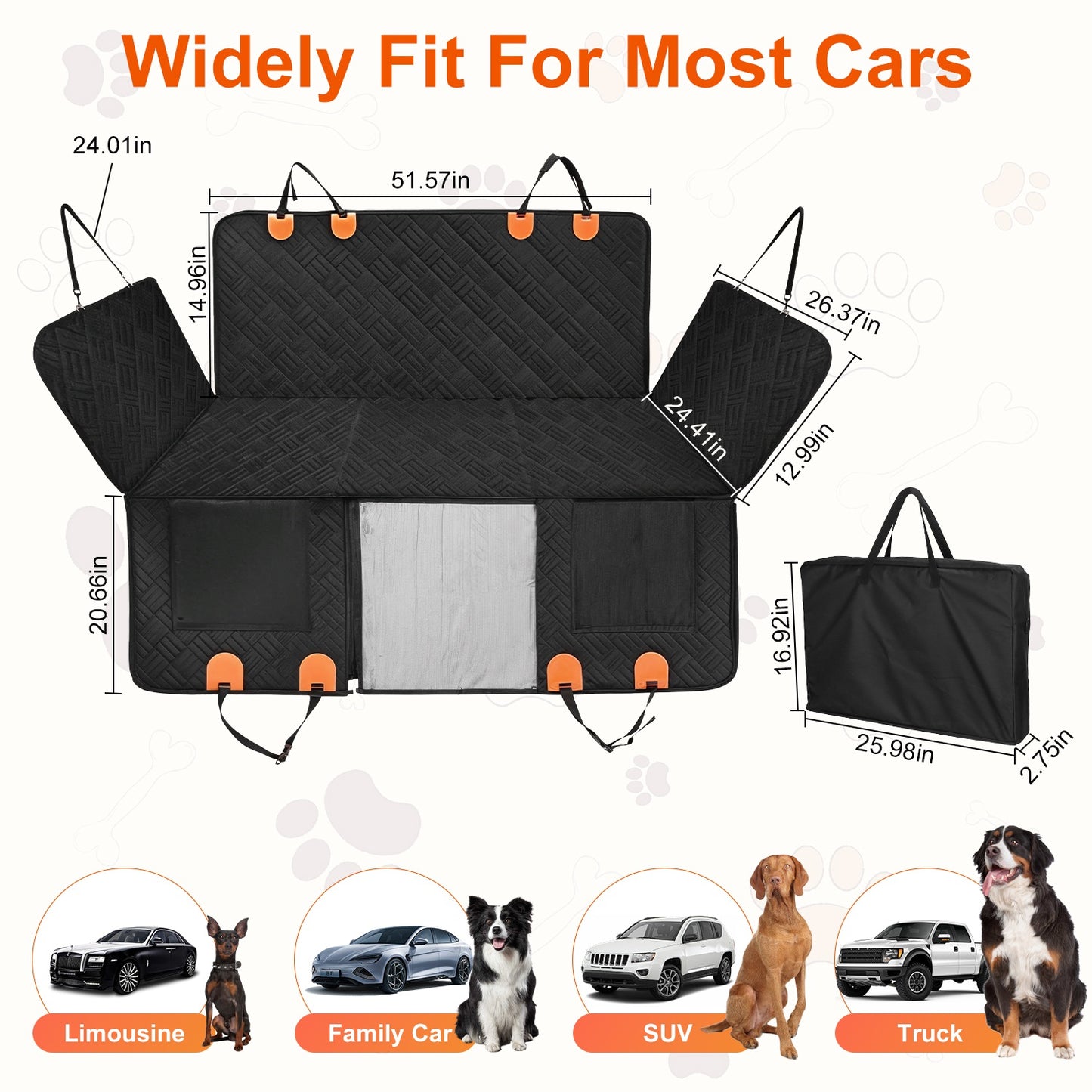Waterproof Dog Car Seat Cover for Back Seat with Mesh Window and Storage - Image 8 of 11