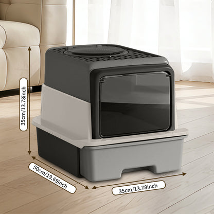 Front Flip Door Cat Litter Box with Deodorant Pack, Anti Splash Design - Image 6 of 6
