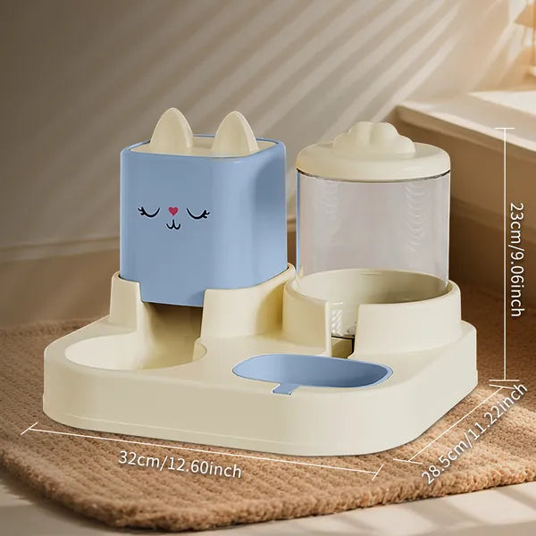 Automatic Pet Feeder with 74oz Water Fountain and 60oz Food Dispenser - Features and Details