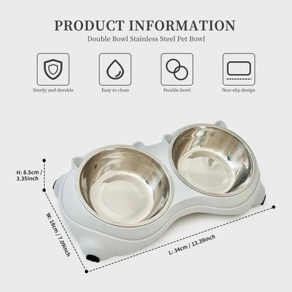 Dual Stainless Steel Pet Bowls 600ml, Non Slip, Dishwasher Safe, Macaron Pink - Image 6 of 9