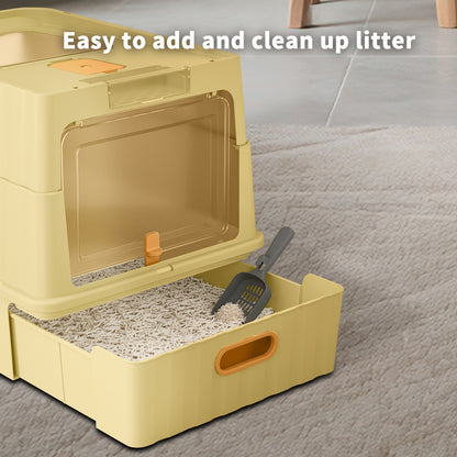 Dual Opening Enclosed Cat Litter Box, Top Entry Anti Tracking with Scoop - Image 8 of 11