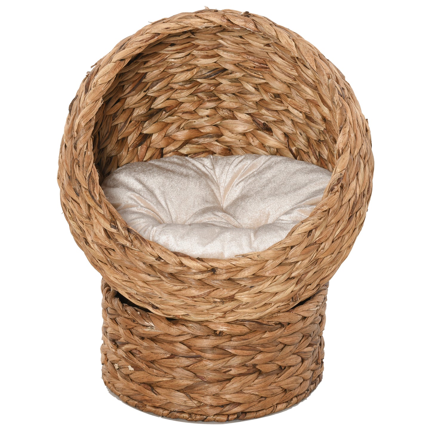 Handwoven Elevated Cat Bed, Egg Chair Shape with Soft Cushion and Stand - Image 6 of 9