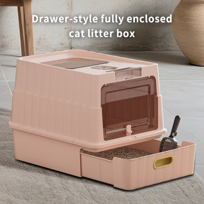 Dual Opening Enclosed Cat Litter Box, Top Entry Anti Tracking with Scoop - Main Product Image