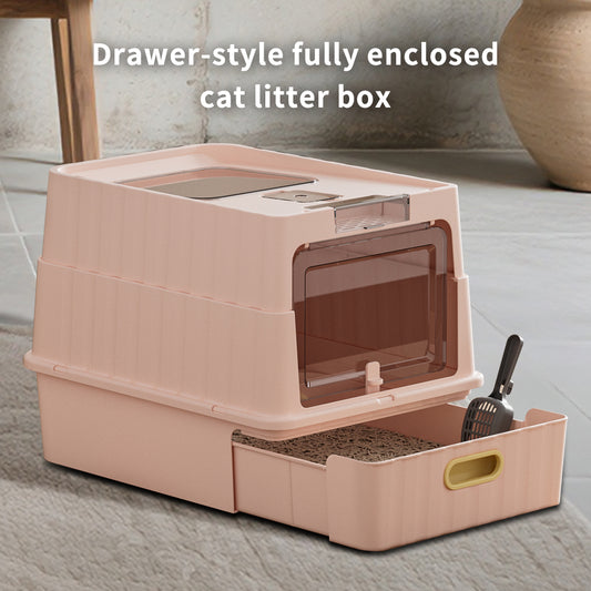 Dual Opening Enclosed Cat Litter Box, Top Entry Anti Tracking with Scoop - Main Product Image