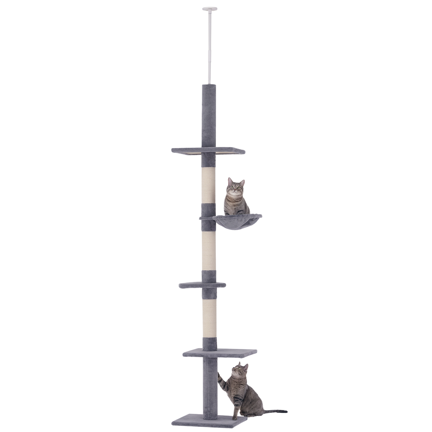 Adjustable Floor to Ceiling Cat Tree, 5 Level Tower with Scratching Posts and Hammock - Image 9 of 9