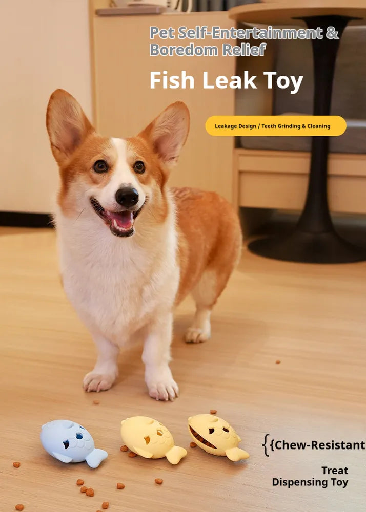 Fish Shaped Dog Treat Dispenser, Food Grade Silicone Slow Feeder - Image 8 of 8