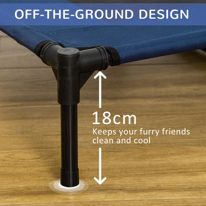 Elevated Cooling Dog Bed 36 x 30 Inch with Mesh Ventilation, Blue - Features and Details