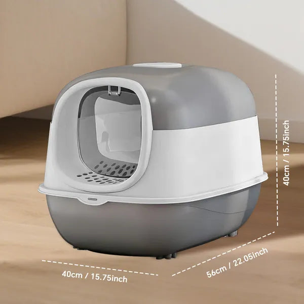 Cat Litter Box with Lid, Enclosed Design for Odor Control - Detailed View