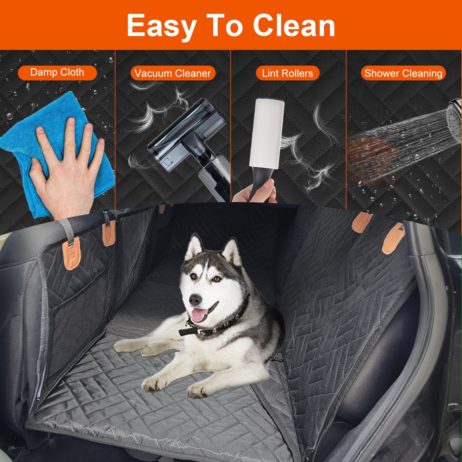 Waterproof Dog Car Seat Cover for Back Seat with Mesh Window and Storage - Size Reference
