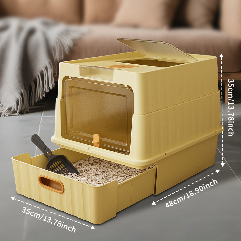 Dual Opening Enclosed Cat Litter Box, Top Entry Anti Tracking with Scoop - Image 11 of 11