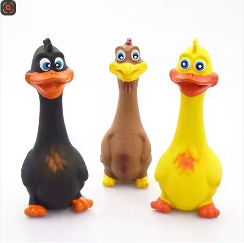 Cute Duck Squeaky Dog Toy, Latex Interactive Chew Toy - Main Product Image