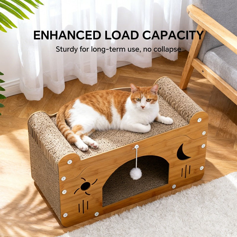 Star and Moon Cat Scratcher Couch with Teaser Ball, for Large Cats - Image 6 of 7