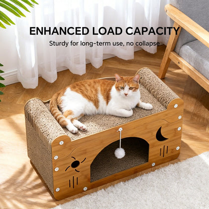Star and Moon Cat Scratcher Couch with Teaser Ball, for Large Cats - Image 6 of 7