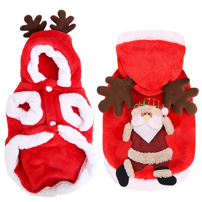 Pet Christmas Costume, Santa Claus Reindeer Outfit for Small and Medium Dogs and Cats - Image 10 of 10