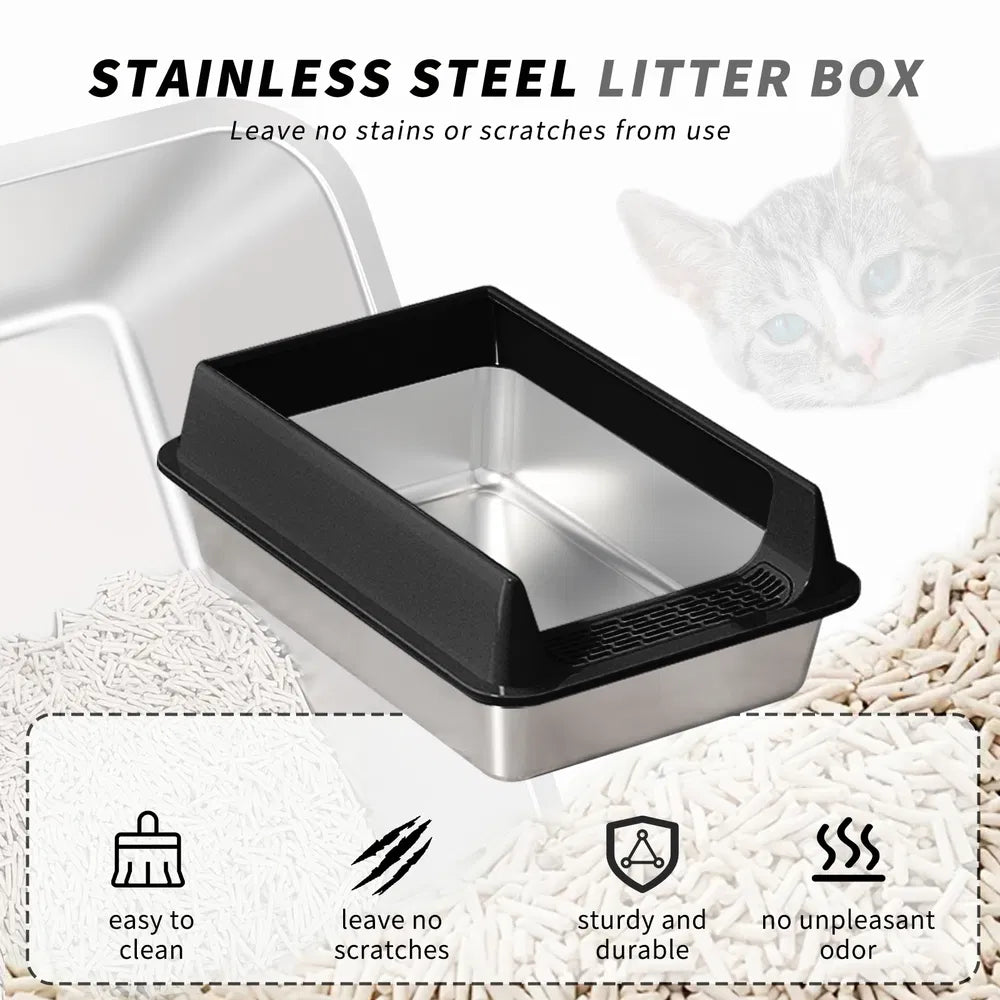 Stainless Steel Cat Litter Box, Non Stick, Scratch Resistant, Easy to Clean - Image 7 of 9