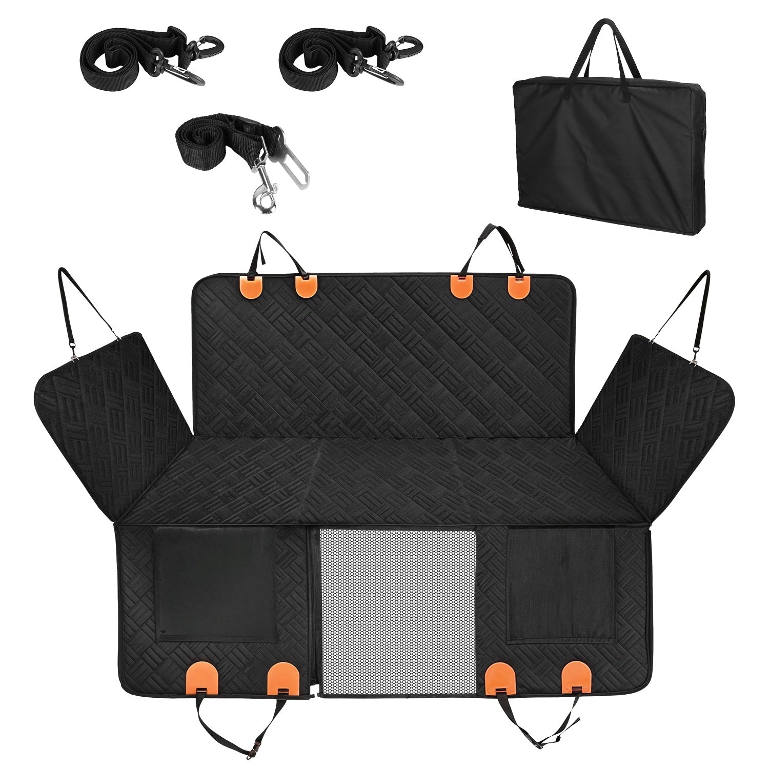 Waterproof Dog Car Seat Cover for Back Seat with Mesh Window and Storage - Main Product Image