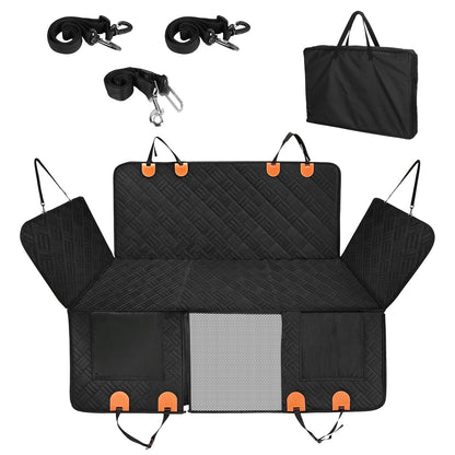 Waterproof Dog Car Seat Cover for Back Seat with Mesh Window and Storage - Main Product Image