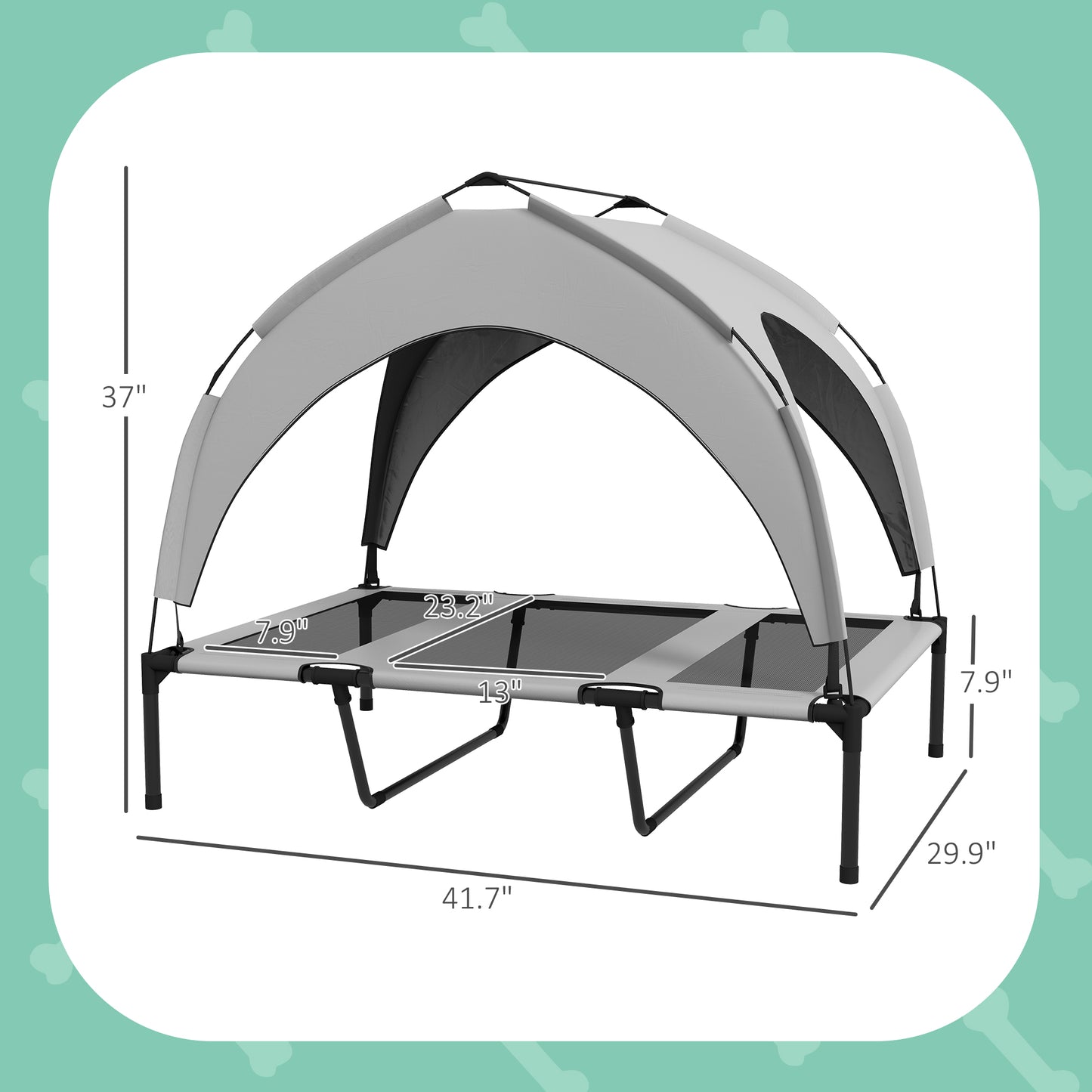 Elevated Dog Bed with Canopy, 42 x 30 Inch, Washable Mesh for Camping - Detailed View