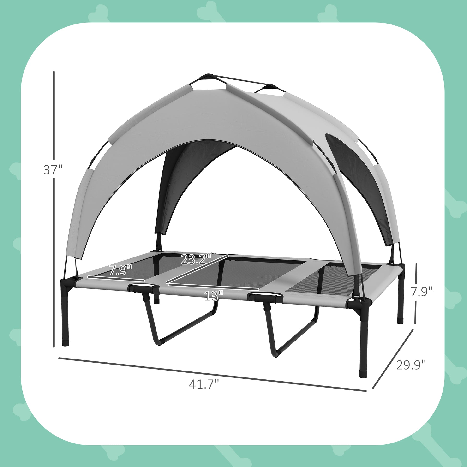 Elevated Dog Bed with Canopy, 42 x 30 Inch, Washable Mesh for Camping - Detailed View