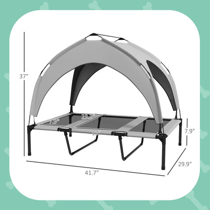 Elevated Dog Bed with Canopy, 42 x 30 Inch, Washable Mesh for Camping - Detailed View