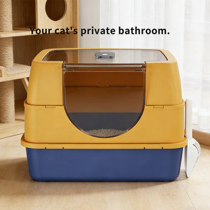 Top Entry Enclosed Cat Litter Box with Scoop, Anti Splash Odor Locking, Dark Gray - Features and Details