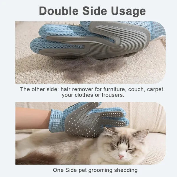 2 in 1 Pet Grooming Glove, Deshedding and Massage Brush for Dogs and Cats - Detailed View