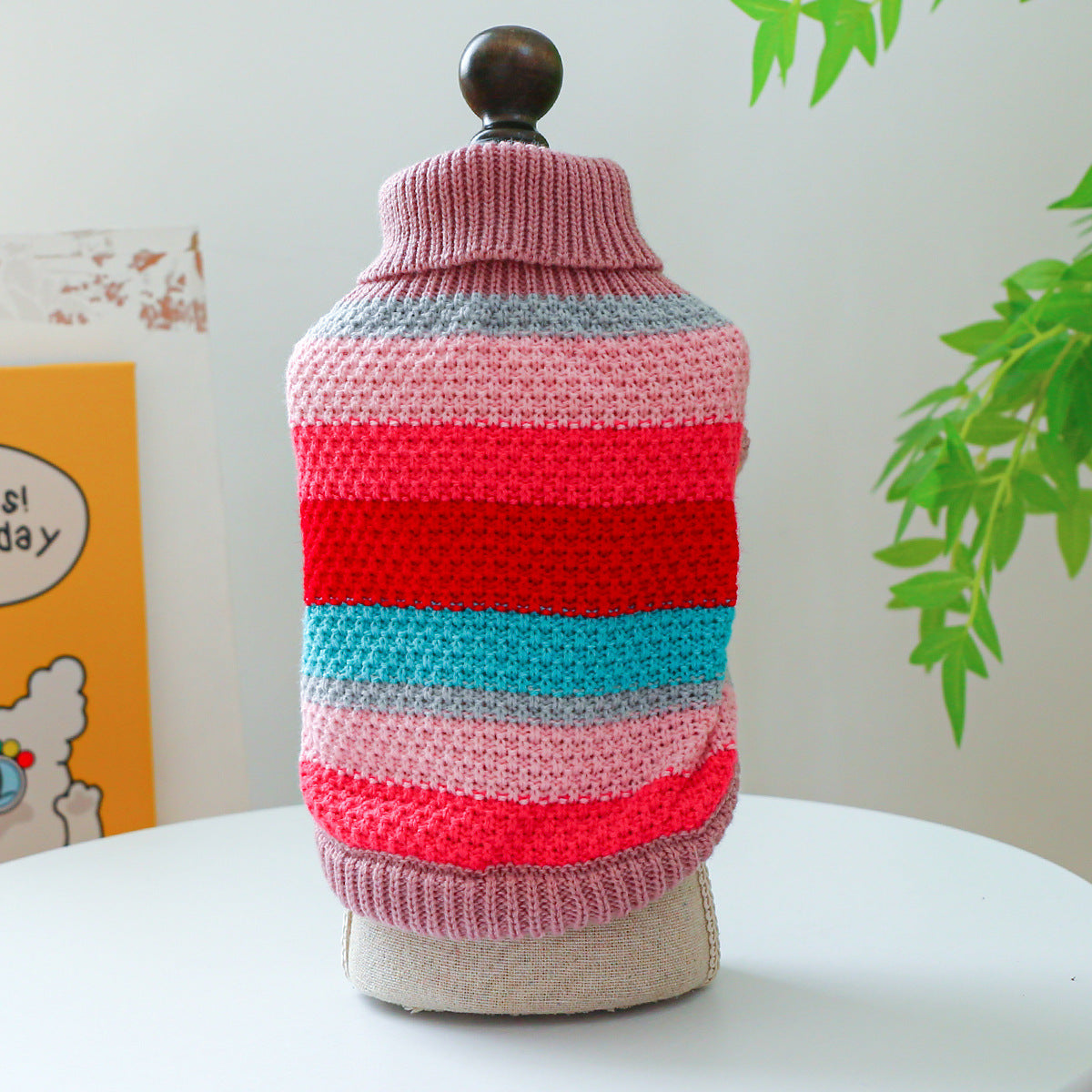 Colorful Striped Pet Sweater, Warm Knit Pullover for Dogs and Cats - Image 10 of 10