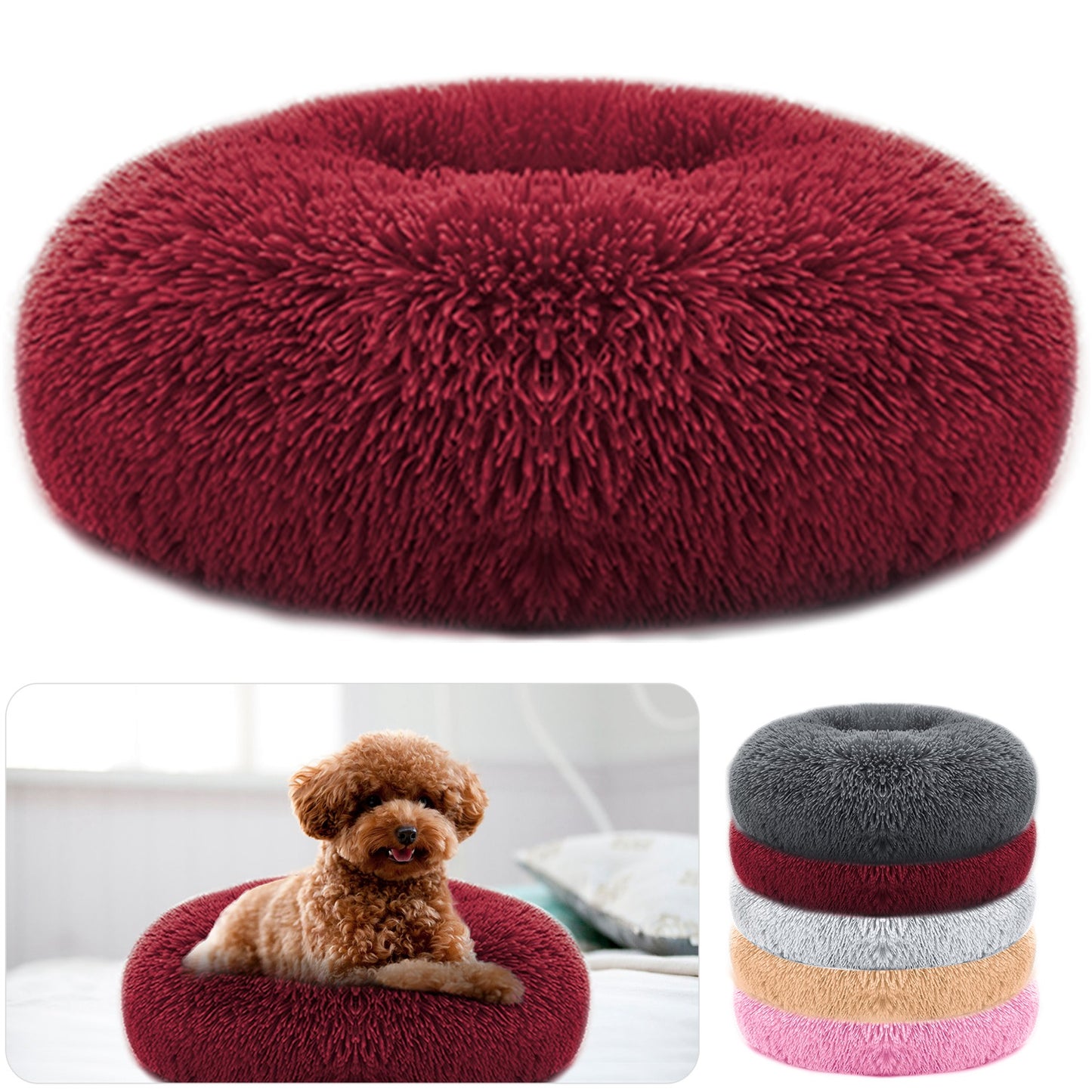 Soft Warm Fleece Pet Bed, Cozy Nest Sofa Cushion for Dogs and Cats - Side Angle