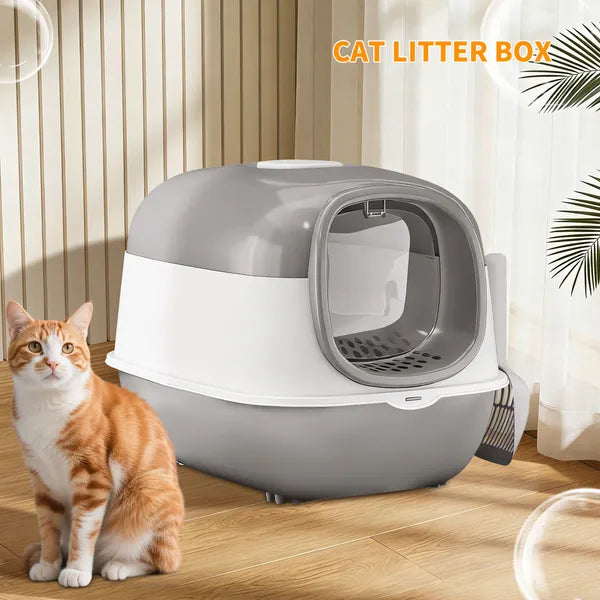 Modern Enclosed Cat Litter Box with Built In Scoop Storage - Main Product Image