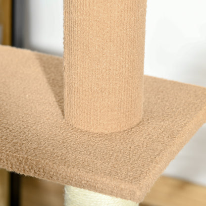 Floor to Ceiling Cat Tree with Sisal Scratching Posts, Natural Wood Activity Center - Image 6 of 9