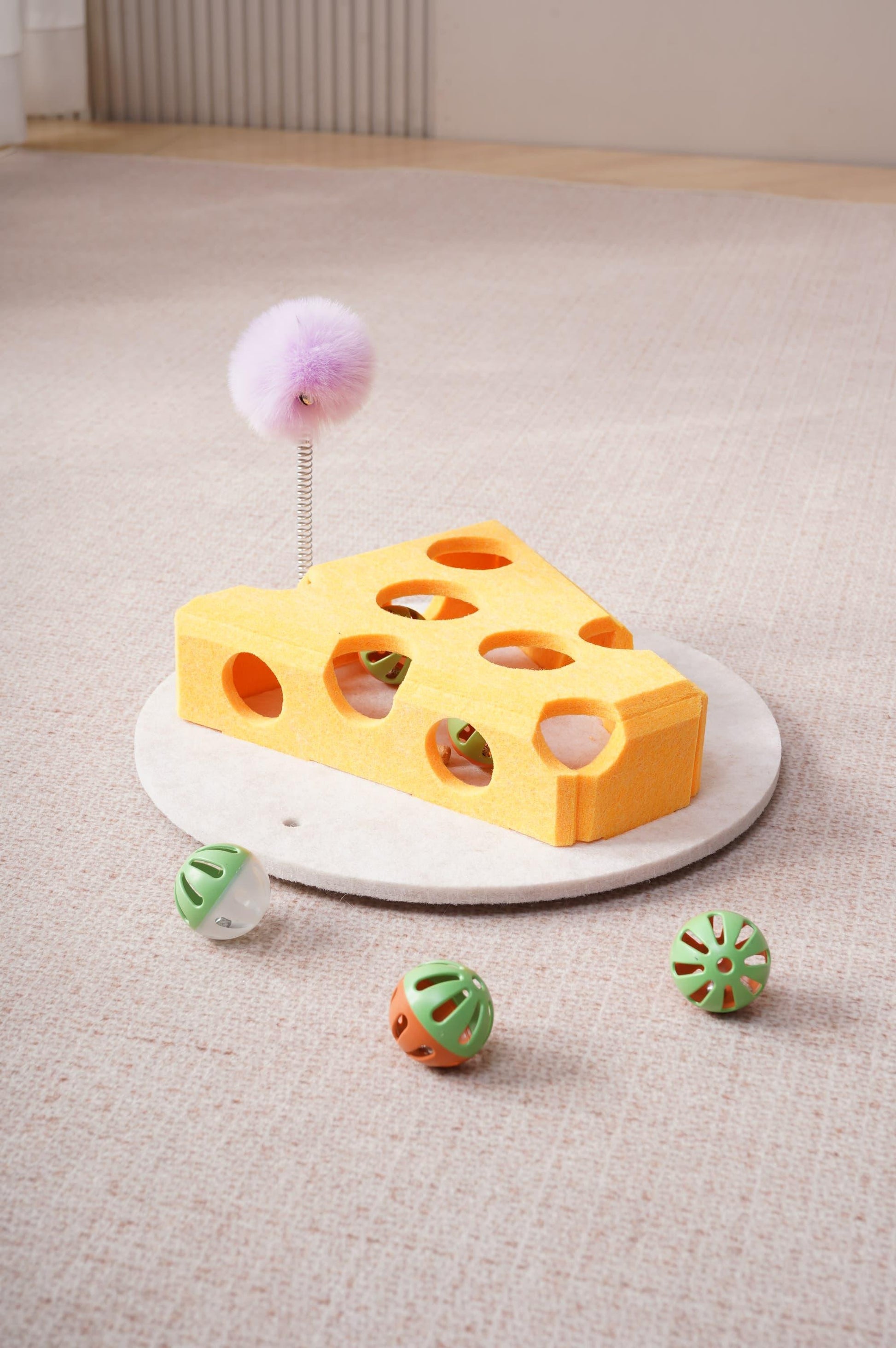 Cat Puzzle Toy Box with Ball and Spring Wand, Suction Cup Base - Image 10 of 12
