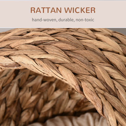 Handwoven Elevated Cat Bed, Egg Chair Shape with Soft Cushion and Stand - Size Reference