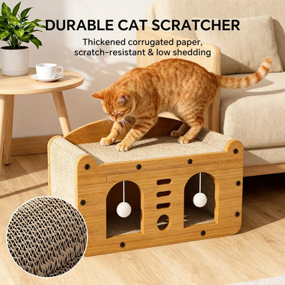 Double Door Cat Scratcher Sofa, 56cm Large Size with 2 Teaser Balls - Features and Details